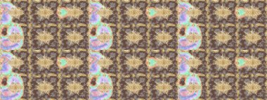 Çiçek süslemeli Raster eskiz deseni. Süslü dantel iz sürücü. Kahverengi renkli geleneksel Arap dekoru. Doğu tarzında klasik tasarım öğesi. Duvar kağıdı için altın süslü illüstrasyon.