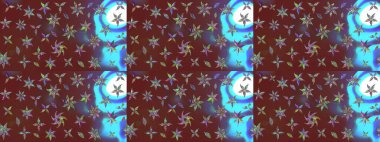 Soyut etnik raster çizim kalıbı. Kabile sanatı boho baskısı, klasik çiçek arkaplanı. Arkaplan dokusu, duvar kağıdı, kahverengi ve mavi renkli çiçek teması.