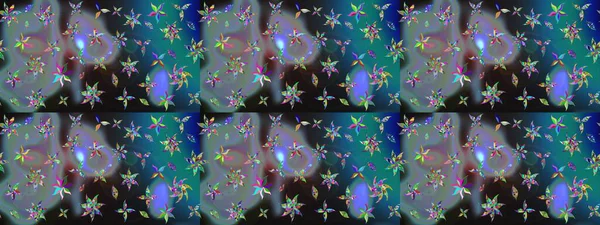 Çiçek desenli raster, mavi ve gri çizgi grafik desenli soyut raster arkaplan. Modern stil dokusu.