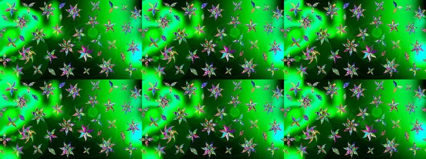 Elle boyanmış suluboya resim çizimleri, çiçekler ve bitkiler. Yeşil ve mavi renkte çiçekler.