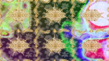 Klasik Raster altın desenini çiz. Geleneksel oryantasyon süsü. Altın elementlerle nötr renklerde altın desen. Klasik vintage arkaplan.