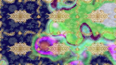 Mavi renkler üzerine grafiksel modern eskiz deseni. Çiçek desenli çizim. Duvar kâğıdı barok, İspanyol kumaşı. Çizim raster arkaplanı.