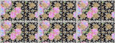 İslam tasarımı. Gri renkli ve altın elementli altın desenli. Çiçek kiremitleri. Kusursuz desenli oryantal süs. Raster altın tekstil baskısı.