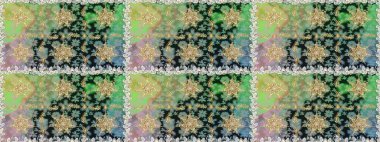 Soyut duvar kâğıdı, ambalaj dekorasyonu. Altın kar taneleri basit, pürüzsüz desen. Gri renkli Raster altın deseni. Kışın sembolü, Mutlu Noel tatili, Mutlu yıllar 2019.