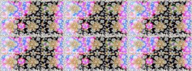 Tarafsız renklerde altın rengi ve altın elementler üzerinde altın pürüzsüz desen. Kusursuz damaske klasik altın desen. Tekrarlayan elementlerle soyut arkaplan oluşturun. Raster illüstrasyonu.