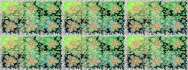 Çiçek desenli altın metal. Raster altın çiçek süsü brokar kumaş ve cam desenli. Kusursuz altın desen. Altın elementli yeşil renkler.