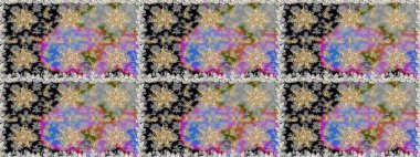 Lüks, kraliyet ve Viktorya dönemi konsepti. Süslü raster dekorasyonu. Gri renklerdeki altın element. Klasik barok çiçekli desenli altın renginde gri renkte..