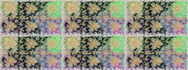 Raster Golden Mehndi kusursuz desen. Kına dövmeli süs çiçekleri, altın çıkartmalar, mehndi ve yoga tasarımı, kartlar ve parmak izleri. Gri renklerde desen.