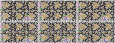 Raster illüstrasyonu. Kusursuz altın desenli bukleler. Doğu tarzı arabesk. Altın elementli gri renkler. Raster altın desen.