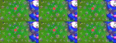 Hediye ambalaj kağıdı, tebrik kartları, posterler ve pankart tasarımı. Raster düz çiçek çizim deseni. Yeşil ve mavi renkte çiçekler.