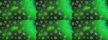 Raster - stok. Yapraklı çiçekler ve yeşil ve mavi renkli papatya çiçekleri. Taslak arkaplan deseni.