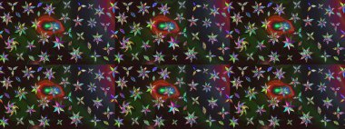 Gri ve kahverengi renkli çiçekler. Hediye ambalaj kağıdı, tebrik kartları, posterler ve pankart tasarımı. Raster düz çiçek çizim deseni.