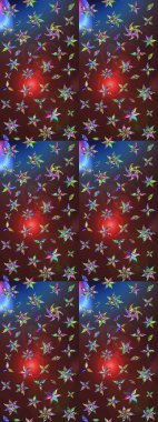 Düz Çiçek Elementleri Tasarımı. Renkli Bahar Teması eskiz kalıbı. Raster Şirin kumaş deseni. Eskiz klasiği.