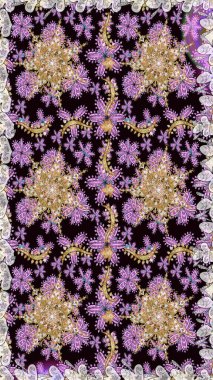 Altın elemanları ile siyah renkler altın seamless modeli. Noel, kar tanesi, yeni yıl. Siyah renkleri altın elemanları ile sorunsuz vintage desen.