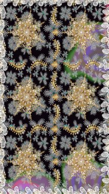 2019 Noel 'i, kar tanesi, yeni yıl. Gri renklerde ve altın elementlerle klasik, pürüzsüz desen.