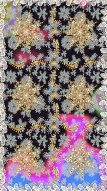 Noel, kar tanesi, yeni yıl 2019. Gri renklerde, altın elementlerle kusursuz klasik desen.