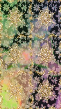 Doku arka planında altın duvar kâğıdı. Barok tarzında altın çiçekli süs. Damask kusursuz yinelenen arkaplan. Tarafsız renklerde altın element.