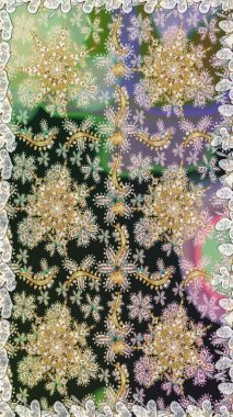 Gri renklerdeki altın elementler. Şık bir grafik desen. Kusursuz raster arka plan. Duvar kâğıdı barok, İspanyol kumaşı. Çiçek deseni.