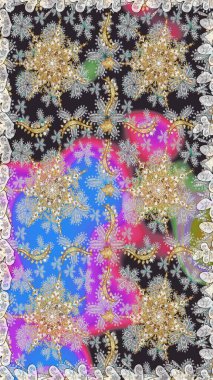 Noel, kar tanesi, yeni yıl 2019. Gri ve nötr renklerde altın elementlerle kusursuz klasik desen.