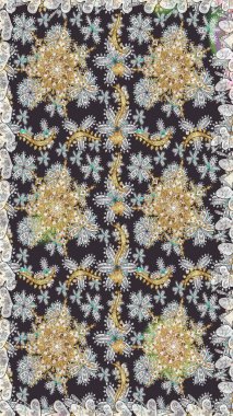 Raster oryantal süs. Barok tarzında kusursuz bir doğulu süsü. Geleneksel klasik altın desen. Gri ve kahverengi renklerde altın desenli altın elementler.