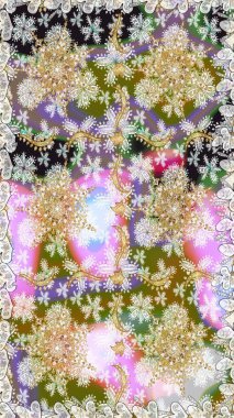 Tarafsız ve gri renklerde altın elementler. Kusursuz raster arka plan. Şık bir grafik desen. Duvar kâğıdı barok, İspanyol kumaşı. Çiçek deseni.