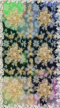 Paisley 'ler zarif çiçek desenli arkaplan duvar kâğıdı çizimleri. Klasik stil, güzel, üç boyutlu sanat eseri, altın ve gri desenli çiçek yaprakları ve süslemeleri var..