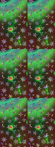 Renkli Bahar Teması eskiz kalıbı. Yeşil ve kahverengi renkli çiçekler. Raster illüstrasyonundaki çiçek desenli çizim. Düz Çiçek Elementleri Tasarımı.