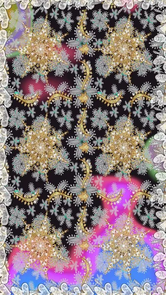 Noel, kar tanesi, yeni yıl 2019. Gri renklerde, altın elementlerle kusursuz klasik desen.