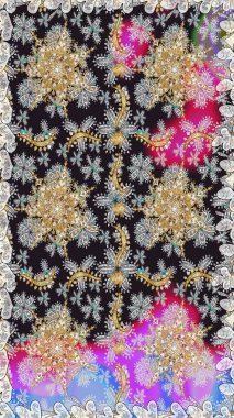 Gri ve nötr renklerde altın desenler ve altın elementler. Kusursuz altın desen. Raster doğulu süsü.