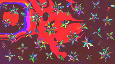 Kahverengi ve kırmızı renklerde. Çiçekli güzel suluboya desen. Raster illüstrasyonu.