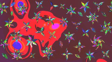 Kahverengi ve kırmızı renkte çiçekler. Tropik çiçekler. Gömlek çizimi Arkaplan Deseni.