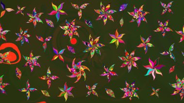 Raster illüstrasyonu. Küçük çiçekli yay deseni çiz. Suluboya tarzında yeşil ve gri renkler üzerine.