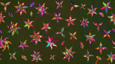 Raster illüstrasyonu. Çizim çiçek deseni duvar kâğıdı olarak kullanılabilir. Yeşil ve gri renkte çiçekler.