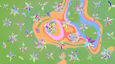 Küçük çiçekteki sevimli çiçek deseni. Tarafsız ve yeşil renkte çiçekler.