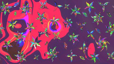 Raster - stok. Mor ve pembe çiçekli eskiz deseni, suluboya çiçek deseni, sevimli çiçek, duvar kağıdı, kart veya kumaş için fayanslı.