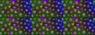 Raster suluboya çiçek deseni, narin çiçekler, yeşil ve mavi çiçekler, tebrik kartı şablonu. Raster Güzel kumaş deseni.