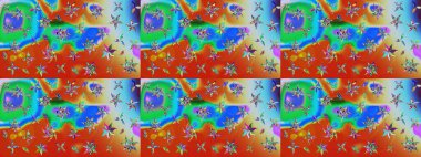 Mavi ve turuncu renkli güzel çiçekli eskiz deseni, suluboya çiçek deseni, duvar kağıdı, kart veya kumaş için fayanslı. Raster..