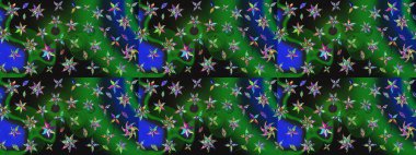 Yeşil ve gri renkte güzel çiçekler, suluboya desenli, duvar kağıdı, kart ya da kumaş için fayanslı eskizler. Raster..