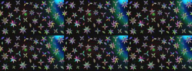 Raster illüstrasyonundaki çiçek desenli çizim. Gri ve mavi renkte çiçekler. Renkli Bahar Teması eskiz kalıbı. Düz Çiçek Elementleri Tasarımı.