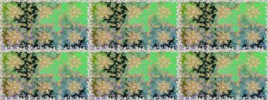 Kusursuz klasik raster yeşili ve altın desenli. Geleneksel oryantasyon süsü. Klasik vintage arkaplan.