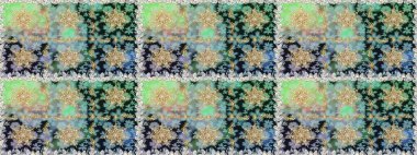 Damask altın soyut çiçek gri renklerde pürüzsüz desen. Süslü dekorasyon. Raster illüstrasyonu.