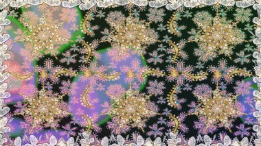 Raster oryantal süs. Kusursuz altın desen. Gri ve nötr renklerde altın elementlerle kusursuz desen.