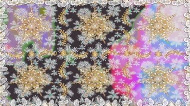 Raster altın pürüzsüz desen. Arkaplan, kumaş, altın duvar kağıdı. Gri ve nötr renklerde altın desenler ve altın elementler. Düz elle çizilmiş vintage koleksiyonu.