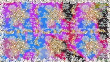 Kusursuz altın desen. Tarafsız ve gri renklerdeki altın desenli altın elementler. Raster doğulu süsü.