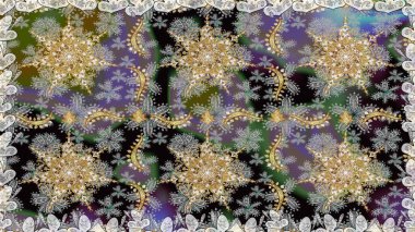 Gri ve nötr renklerde altın desenler ve altın elementler. Süslü raster dekorasyonu. Barok tarzında duvar kağıdı tasarımı için kusursuz damaske deseni arkaplanı.