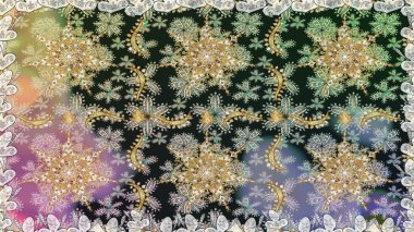 Gri ve nötr renklerde, altın elementlerle klasik, pürüzsüz desen. Noel 2019, kar tanesi, yeni yıl.