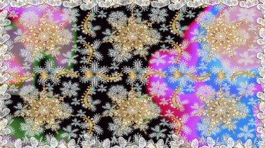 Kusursuz kraliyet lüksü, altın barok kumaş rengi. Altın antika ortaçağ dekoratifi, yapraklar ve gri ve nötr renklerde altın desenli süslemeleri olan pürüzsüz bir desen..