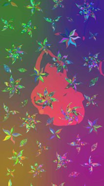 Mor ve yeşil renkli çiçekler. Çiçekli karalama şeklinde Raster çiçek deseni. Yumuşak, bahar çiçekli arka plan.