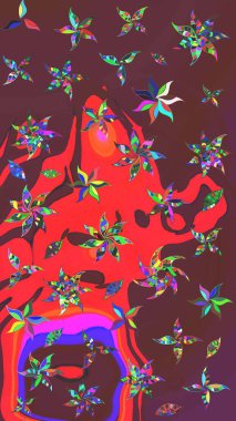 Raster - stok. Vadinin çiçekleri kahverengi ve kırmızı renklerde. Eskiz arkaplan modeli. Suluboya, elle çizilmiş.