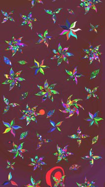 Şirin, zarif çiçekler Raster illüstrasyonu. Yapraklı çizim şekli. Davetiye ve kartpostal tasarımı için dekoratif çiçek unsurları. Tekstil için figür. Poster veya kapak için arkaplan.